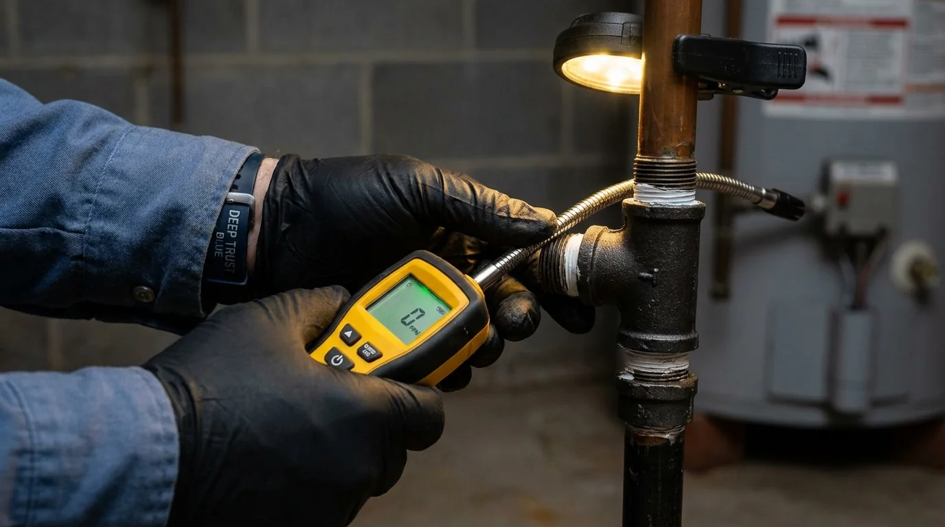 Gas leak detection with electronic sniffer by Johns Plumbing LLC in Pine Prairie