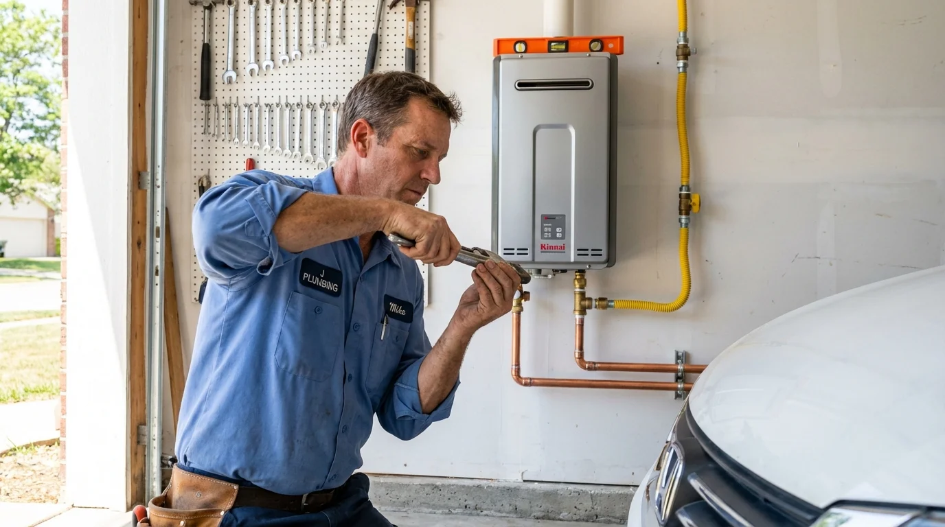 Tankless water heater installation by a Johns Plumbing LLC plumber in Pine Prairie